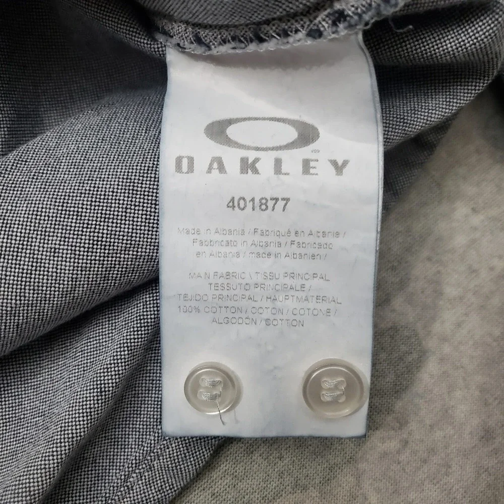Oakley Shirt Mens XL Gray Long Sleeve Button-Up Preppy